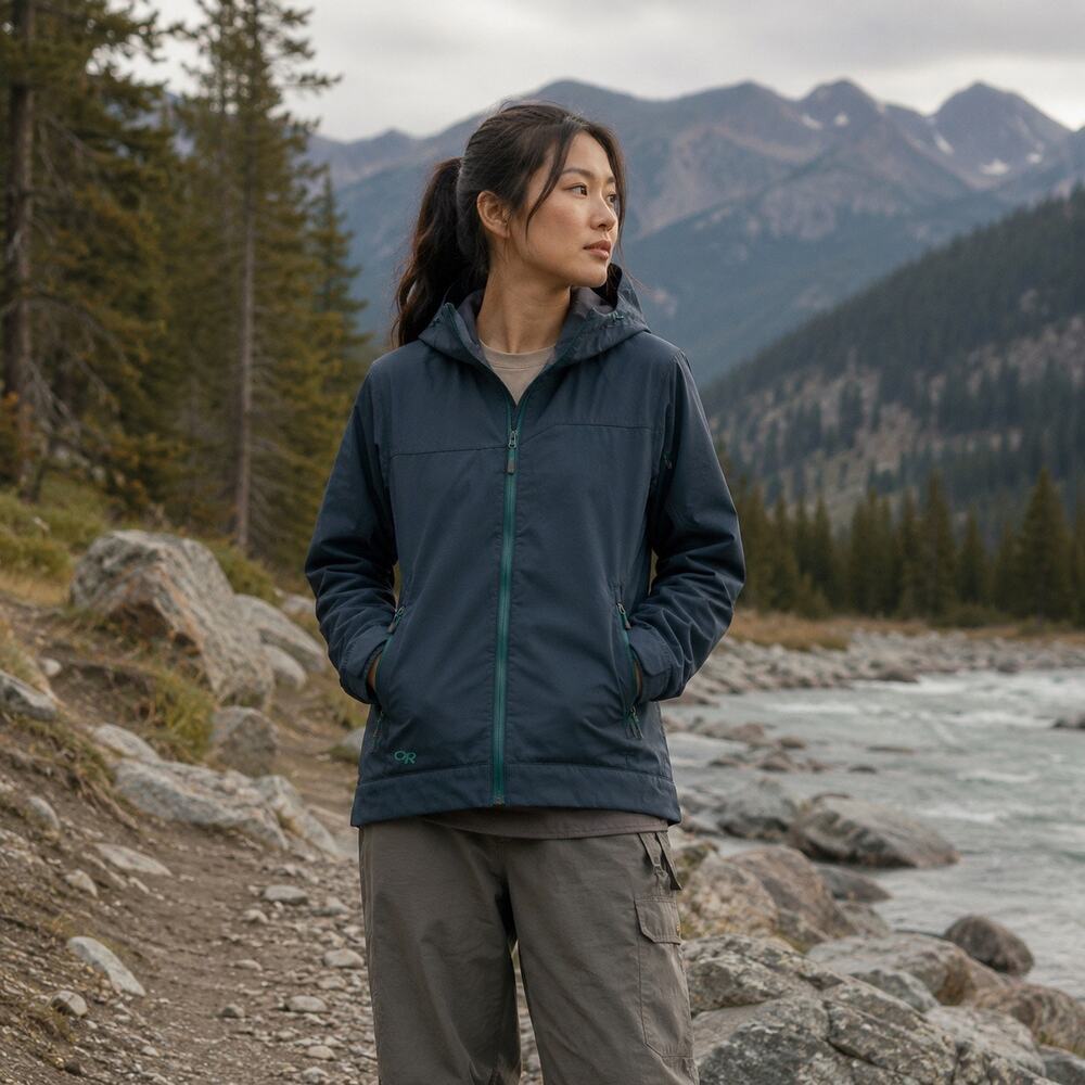 Outdoor Research Fleece Lined Women Hooded Full Zip Jacket Size Medium Gorpcore